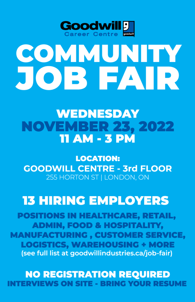 Community Job Fair in London on November 23rd. - Goodwill